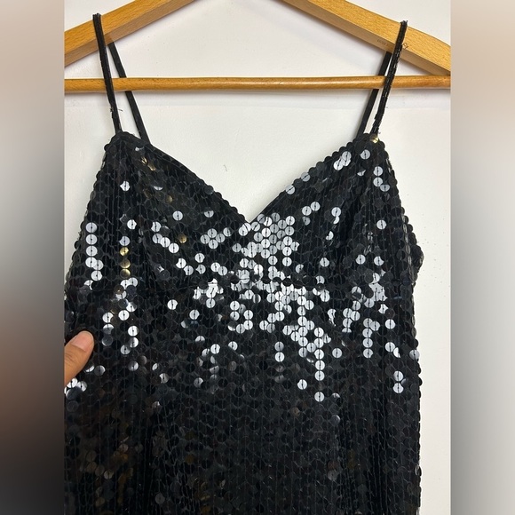 VTG Y2K Micro Mini Dress Niteline Della Roufogali 6 Black Sequin Beaded Hoco - Picture 9 of 15